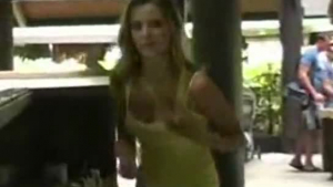 Blonde teen showing her most public