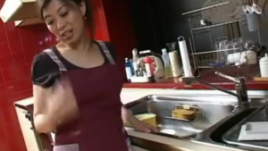 Ultra hot Japanese slave beaten in the kitchen